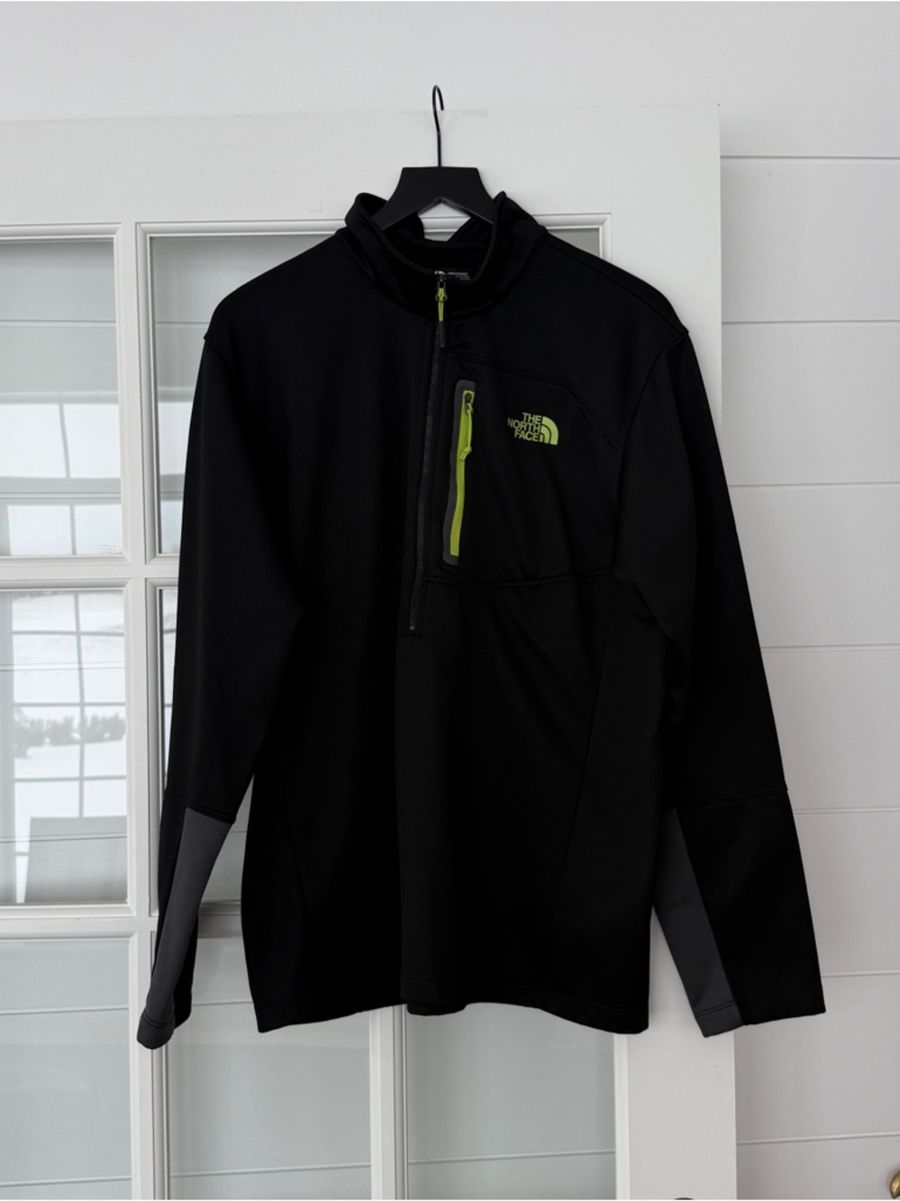 The North Face Men's Black Half-Zip with Lime Green Accents